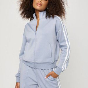 Mockneck Zip Sweater W/ Stripes